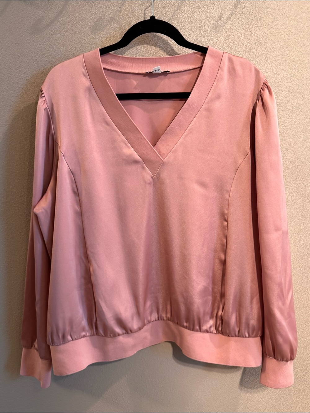 Express Dusty Rose V-Neck Satin Blouse